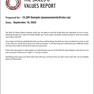 Skills & Values Report (SaVR)